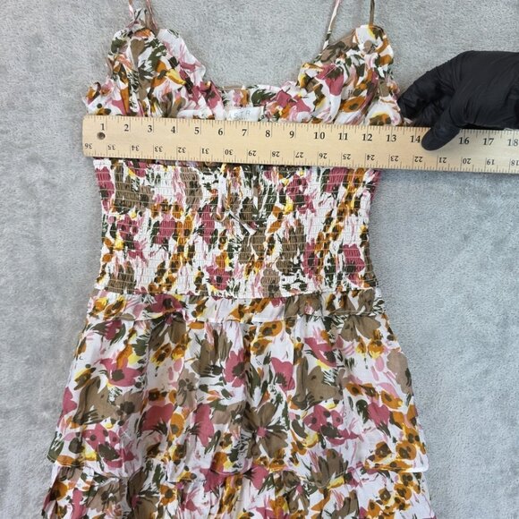 ASTR the Label Blossom Dress Women's Size S White Mauve Floral Tiered Mini - Picture 10 of 13